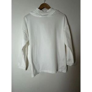 Daniel Caron Women's Large White Hoodie Mock Neck Pullover Vintage Top Shirt